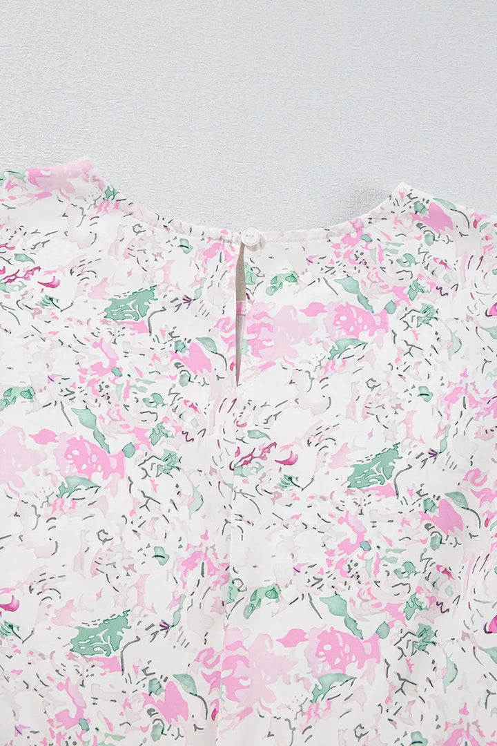 Printed Round Neck Long Sleeve Blouse