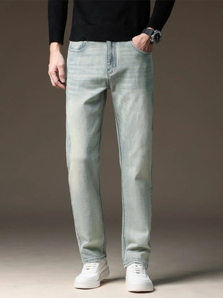 Men's Wash Straight Fit Casual Jeans