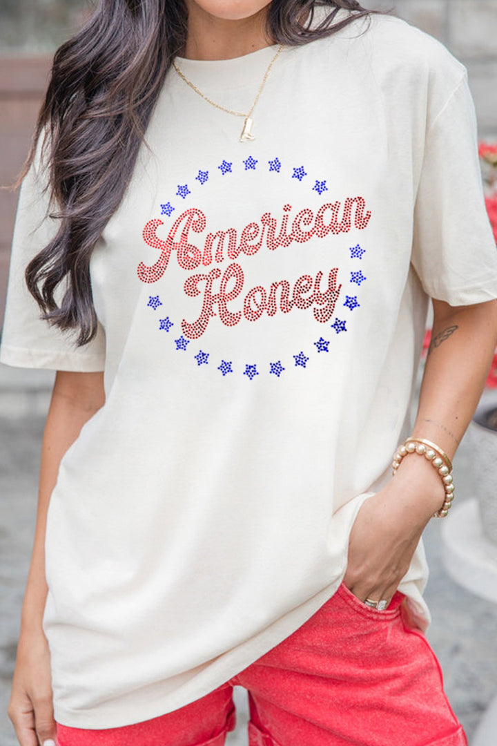 White American Honey Rhinestone Graphic Tee