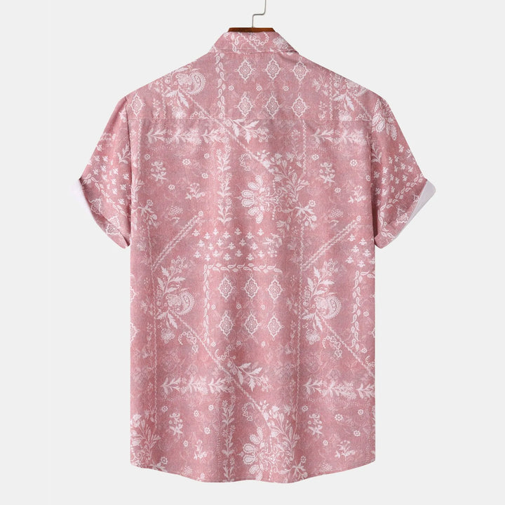 Men's Printed Short Sleeve Button-Up Shirt