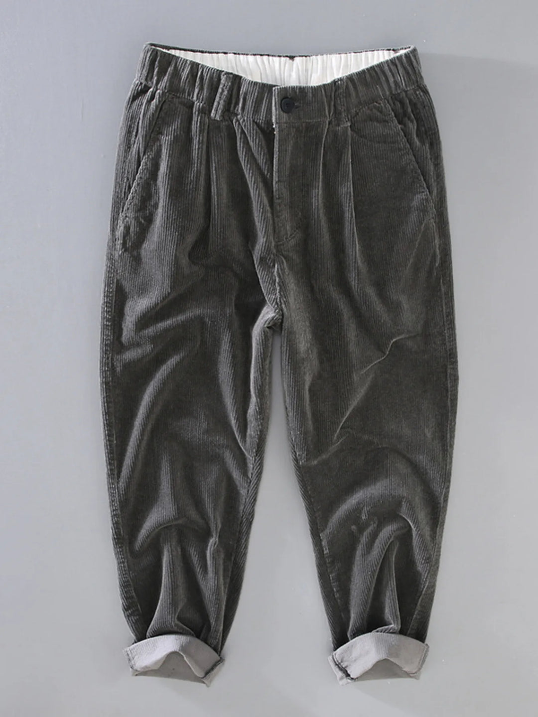 Men's Plus Size Corduroy Pleated Casual Pants
