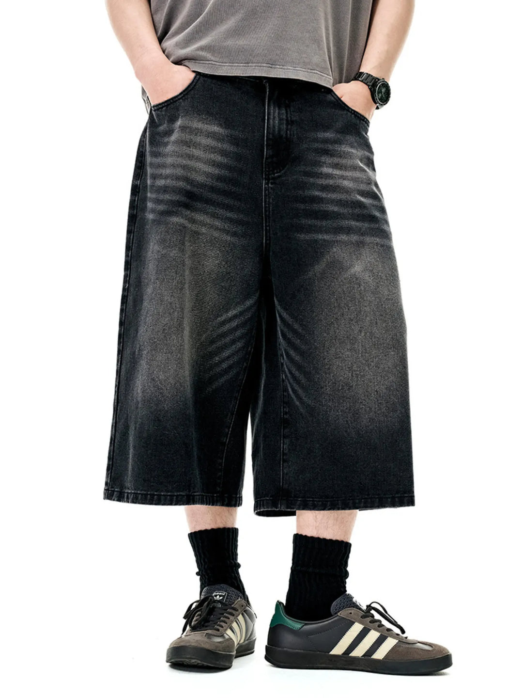 Men's Wide Leg Denim Shorts