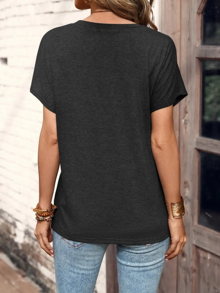 Half Button Short Sleeve Top