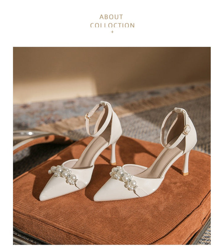 Chuyu Season 2026 Spring & Summer New Pointed Toe Flats & High Heels, Versatile Stiletto Heel Closed Toe Sandals With Metal Belt Buckle For Women