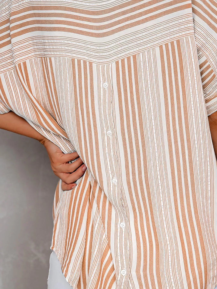 Full Size Collared Neck Half Sleeve Shirt Plus Size