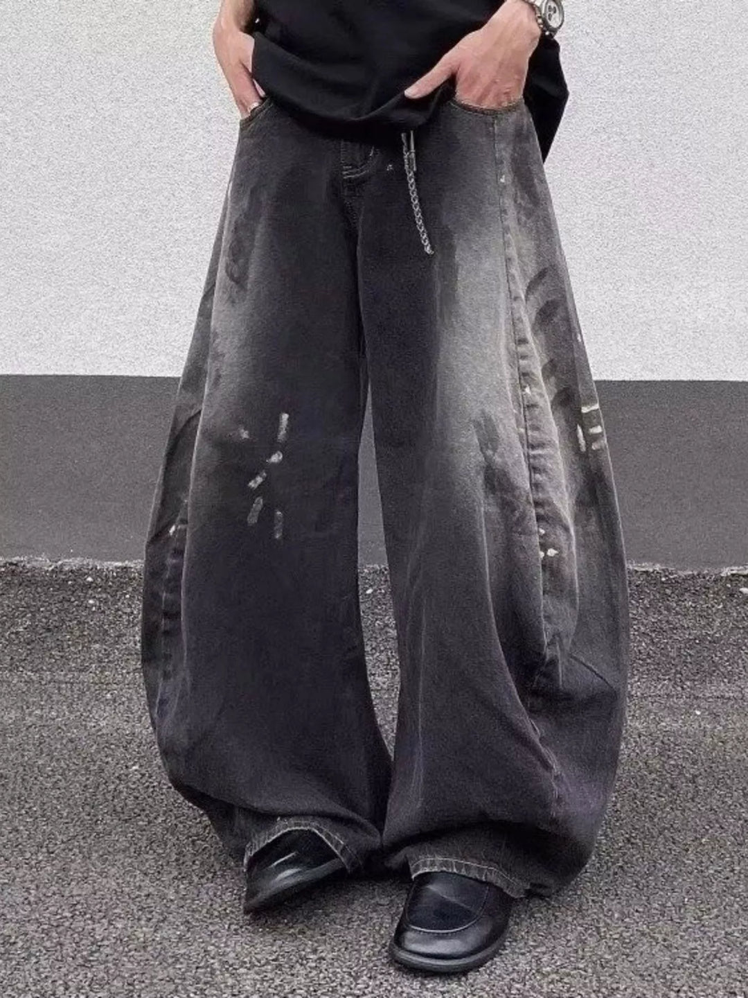 Men's Full Size Wide Leg Distressed Jeans Plus Size