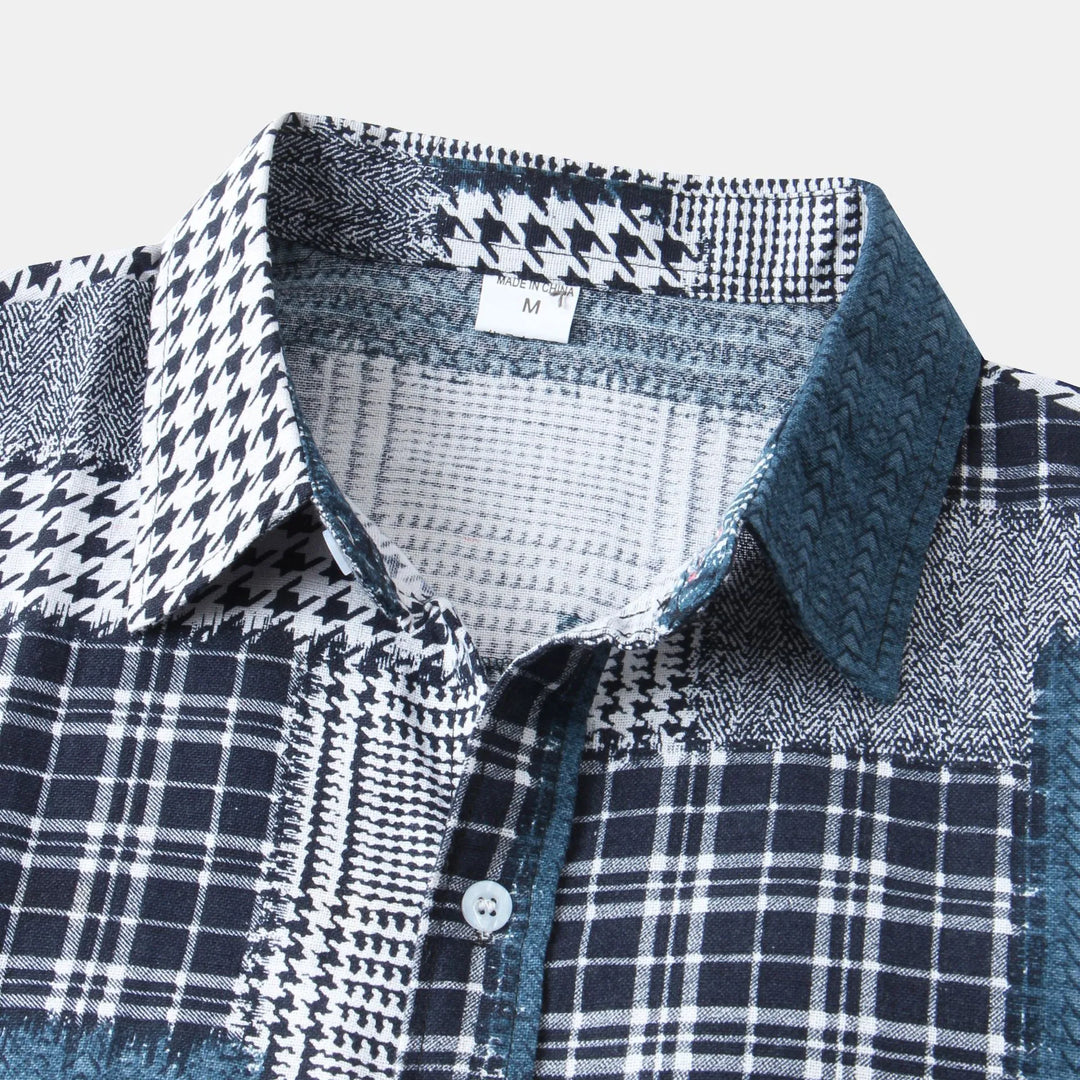 Men's Plus Size Plaid Short Sleeve Button-Up Shirt