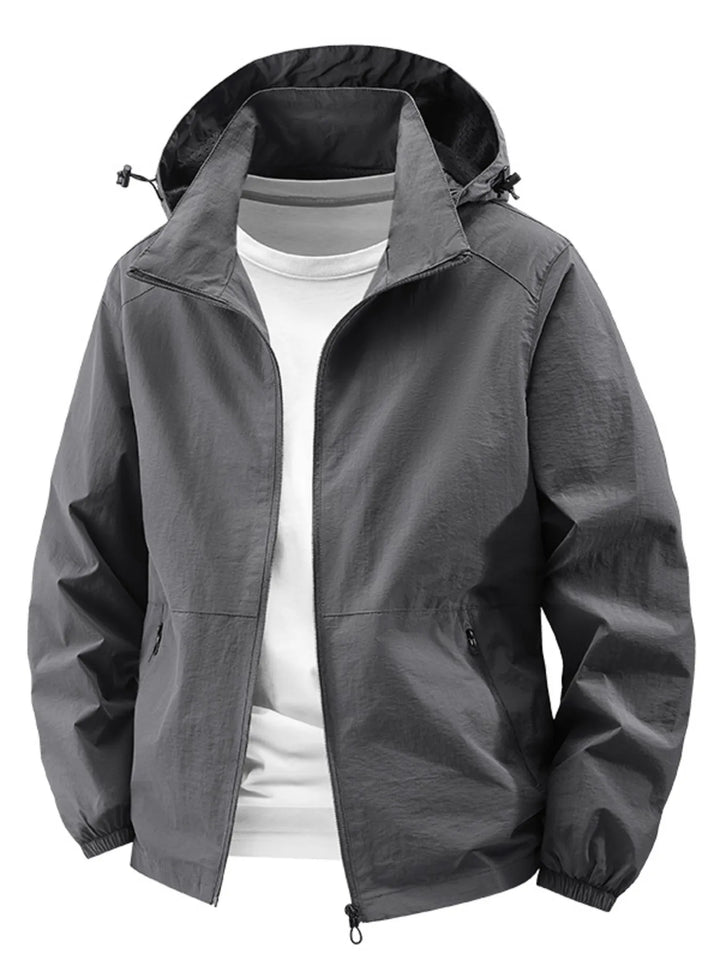 Men's Plus Size Lightweight Hooded Windbreaker Jacket