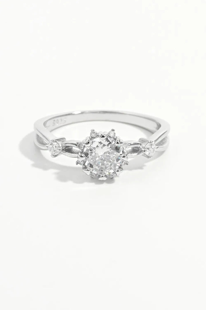 925 Sterling Silver Inlaid Zircon Ring