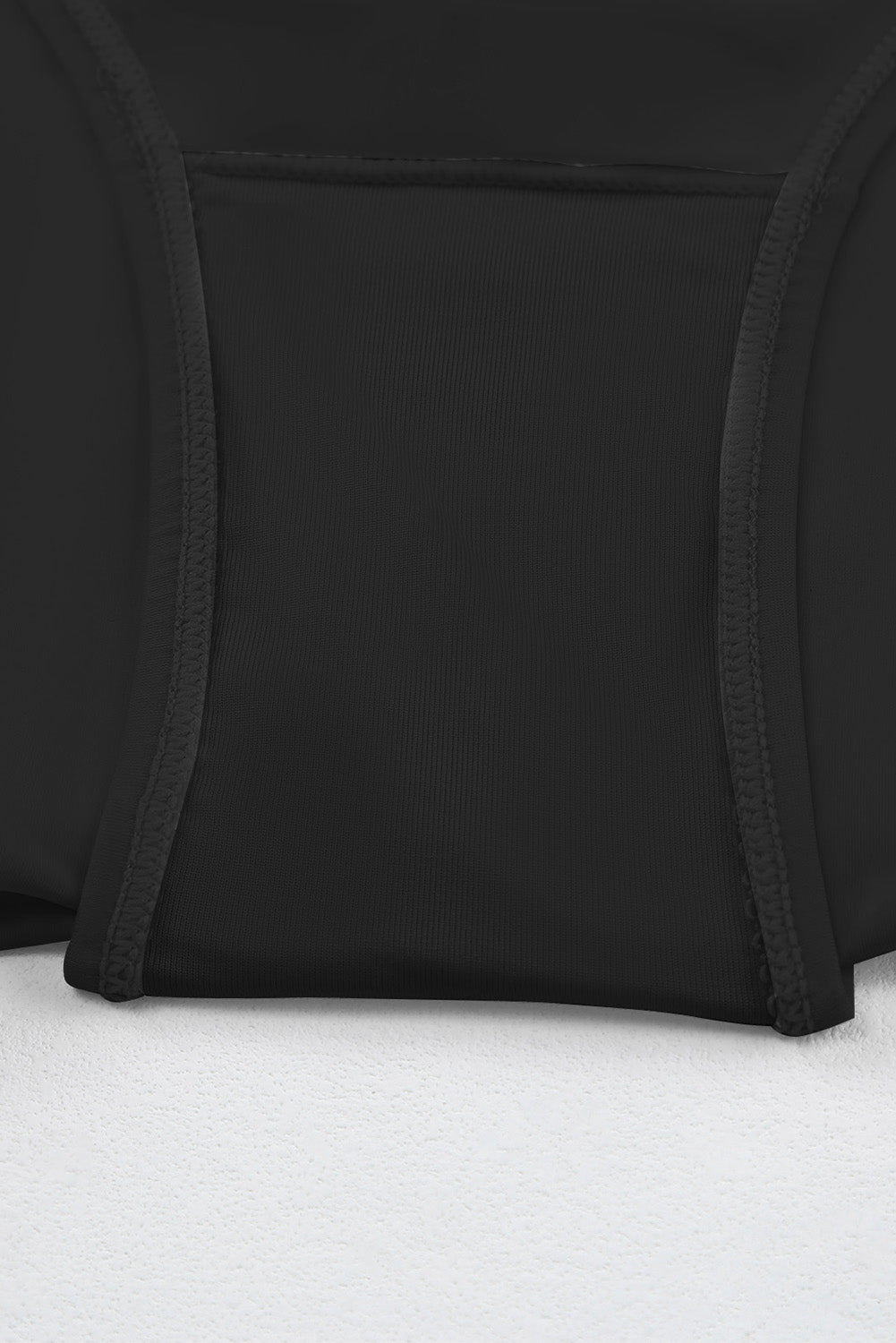 黑色純色方領無袖坦基尼泳衣