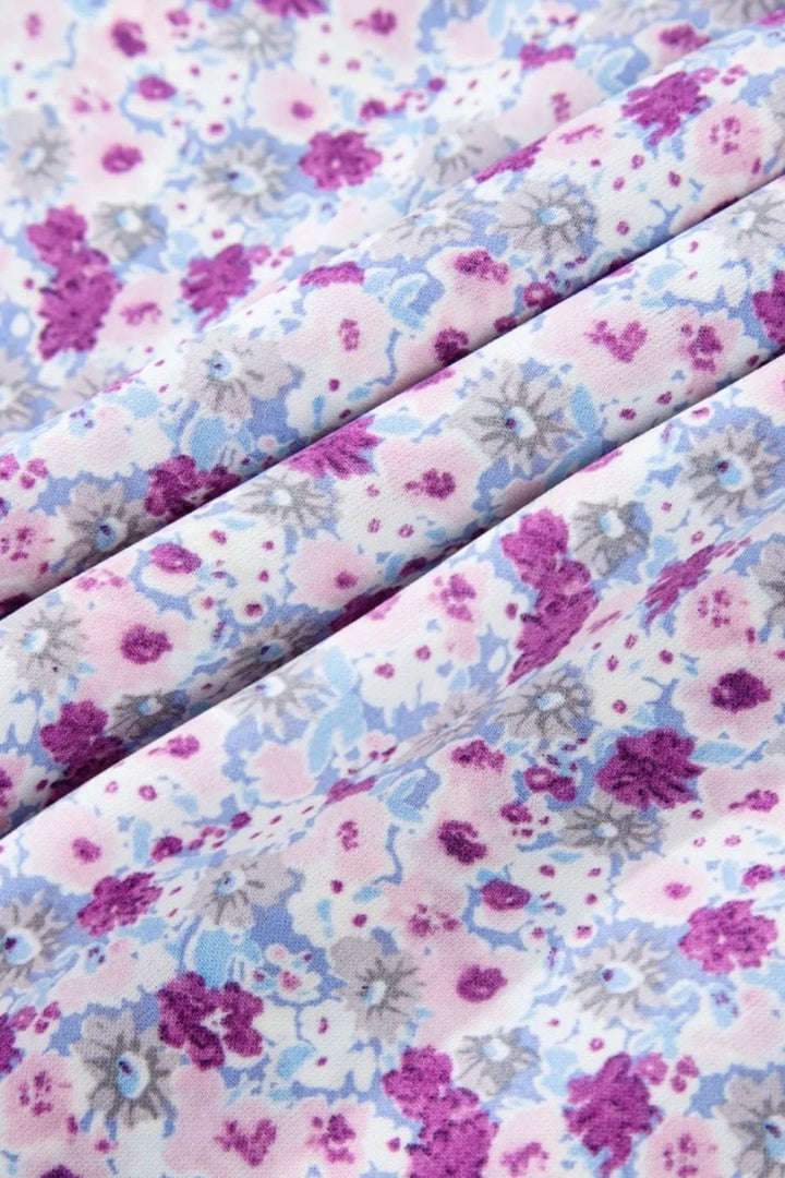 Tiered Floral Shirred High Waist Maxi Dress