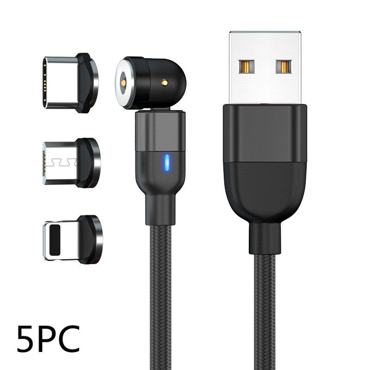 Data Cable 540 Degree Blind Suction Round Magnetic Charging Cable Three-in-one Bent Magnetic Cable