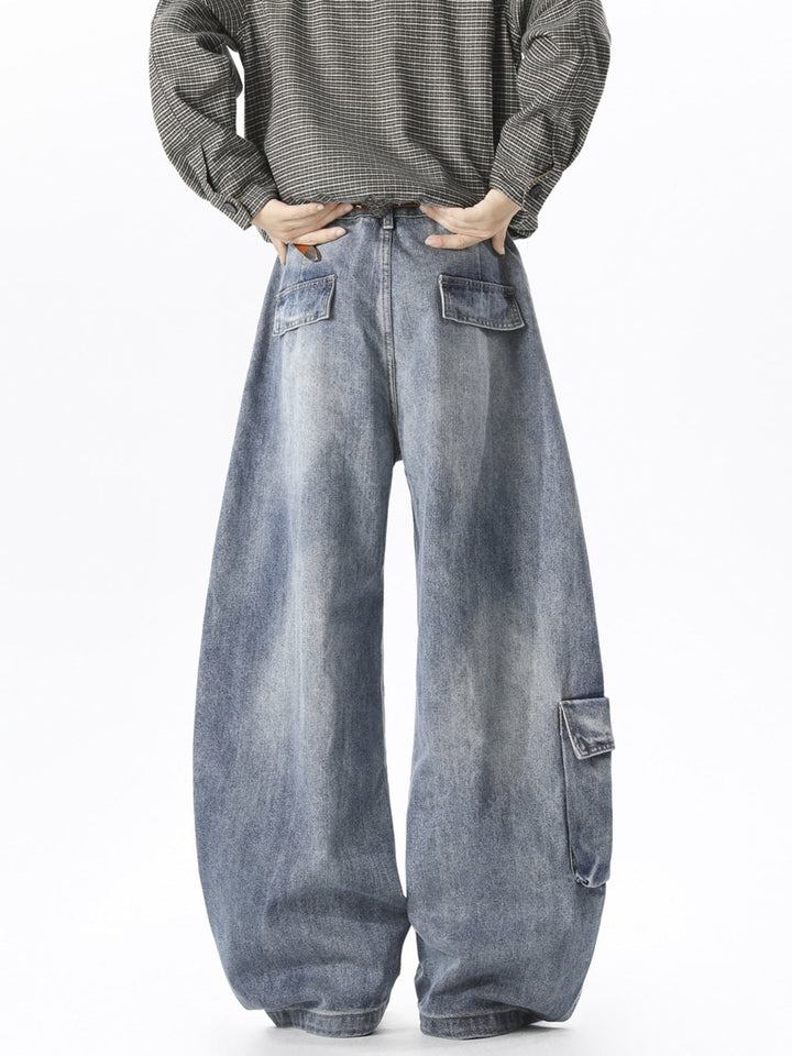 Men's Full Size Wide Leg Cargo Jeans Plus Size