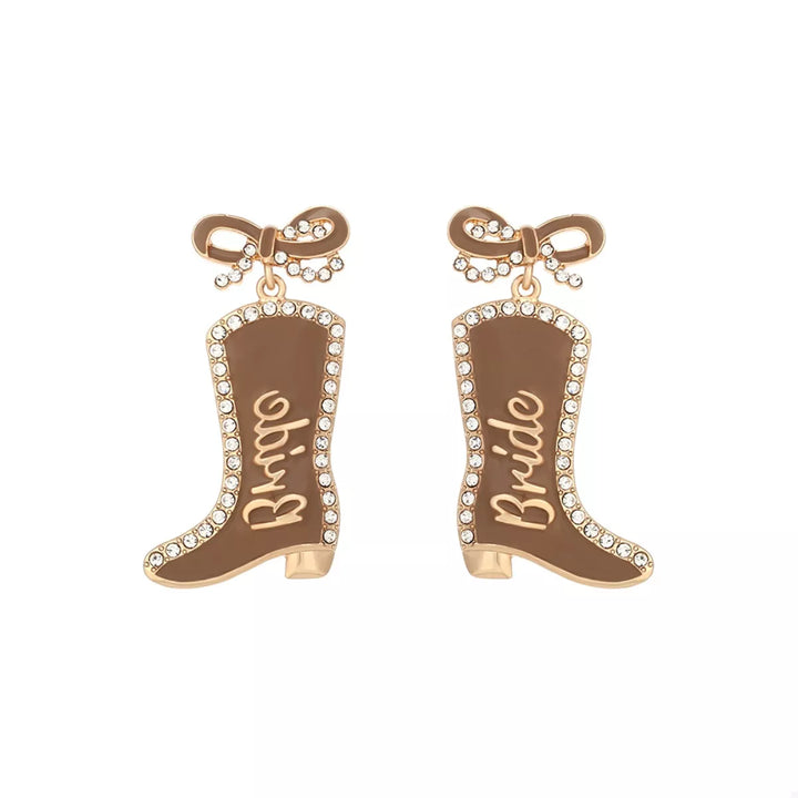 Cowgirl Boot Dangle Earrings with Bow