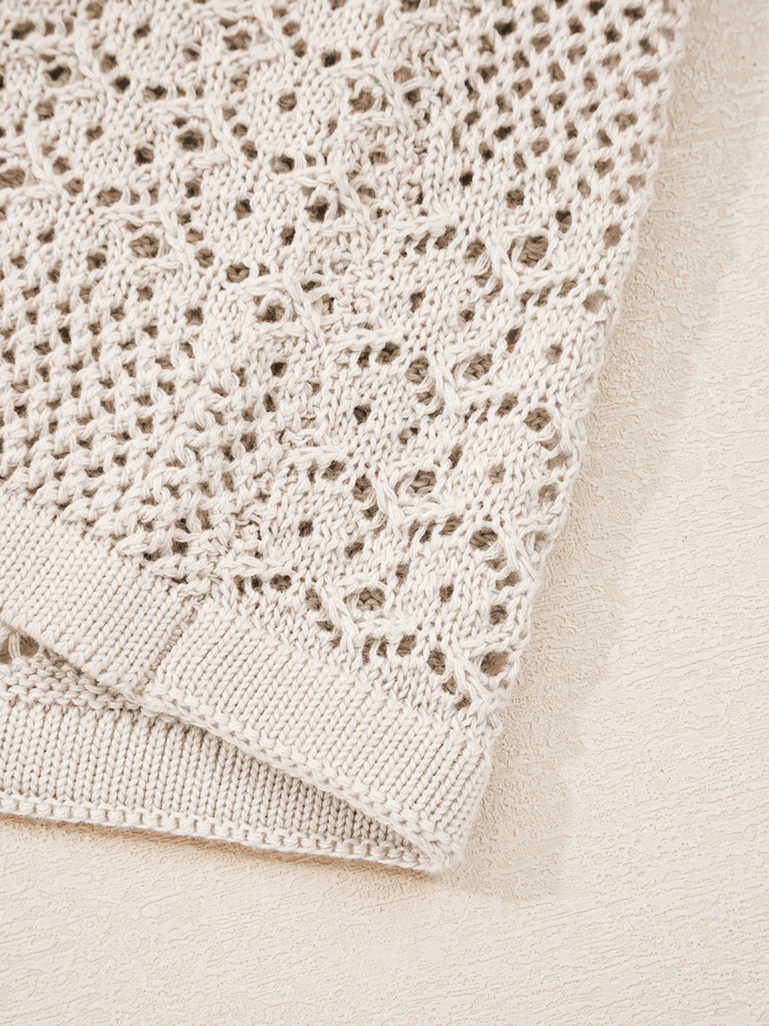 Hollowed Knit Open Front Cardigan