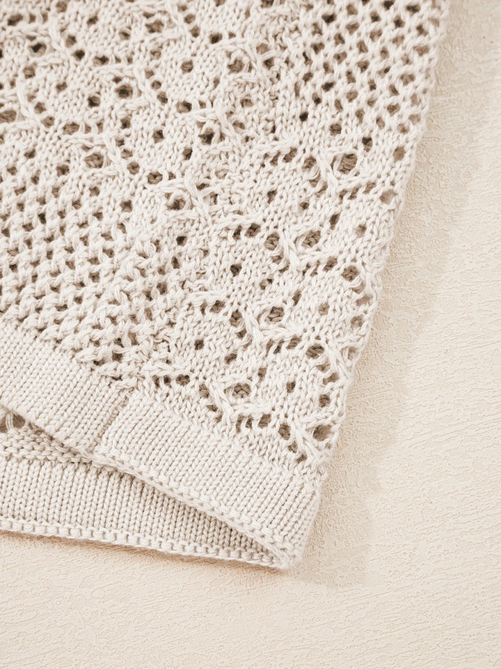 Hollowed Knit Open Front Cardigan