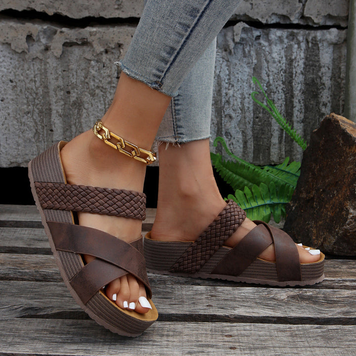 Braided Strap Platform Sandals