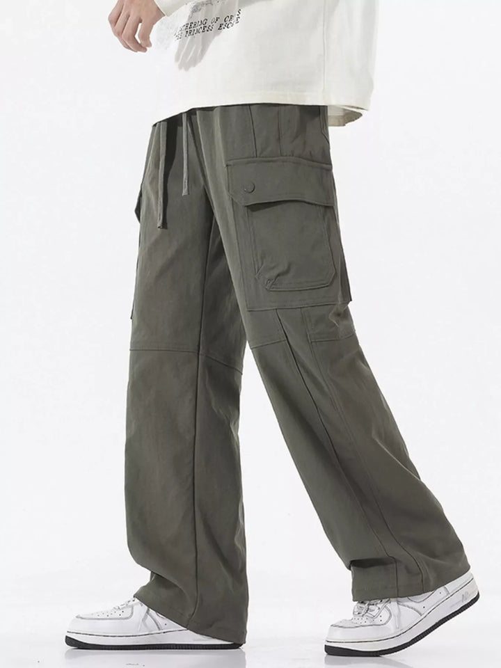 Men's Full Size Drawstring Cargo Wide Leg Pants Plus Size