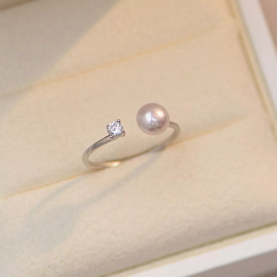 925 Sterling Silver Pearl Open Ring