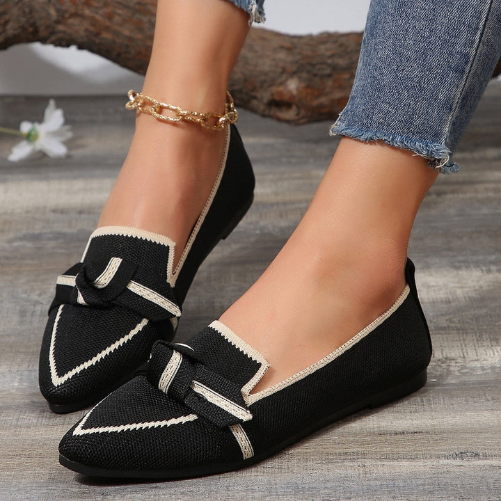 Pointed-Toe Loafers with Bow Detail