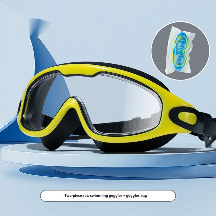 Childrens High-definition Waterproof Anti-fog One-piece Swim Goggles With Large Frames