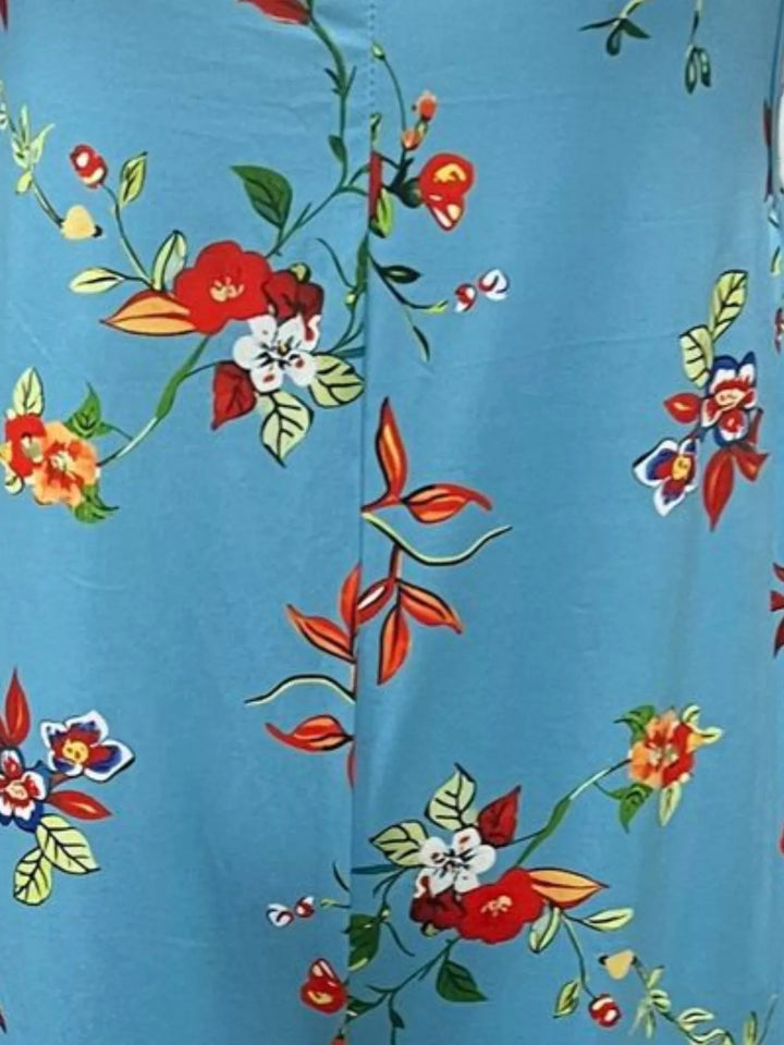 Full Size Floral Print Wide Leg Casual Jumpsuit Plus Size