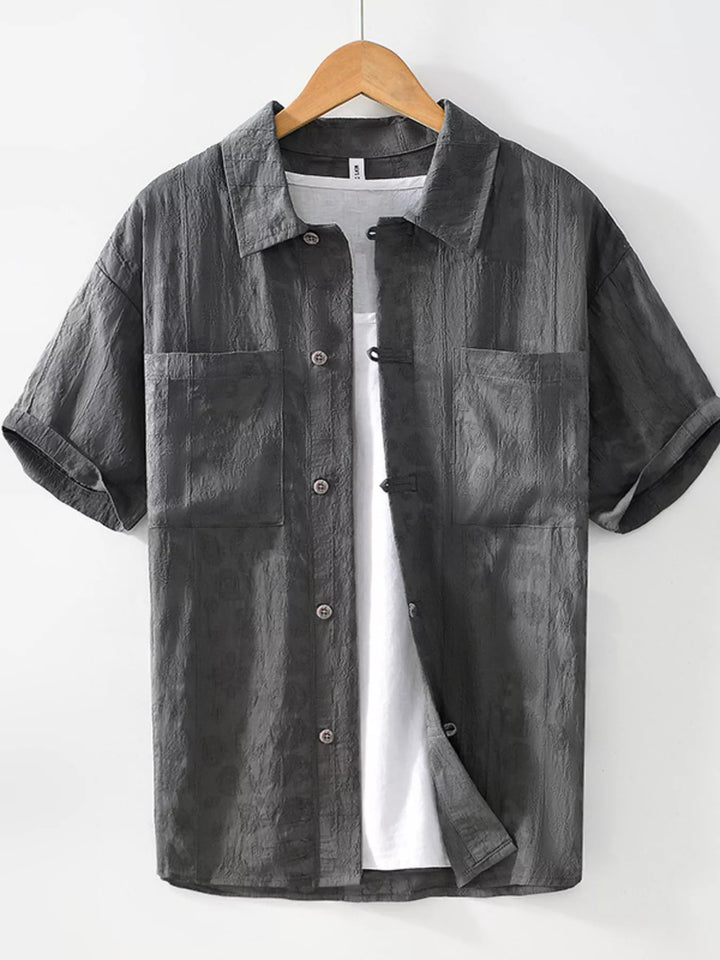 Men's Plus Size Casual Button Up Short Sleeve Shirt