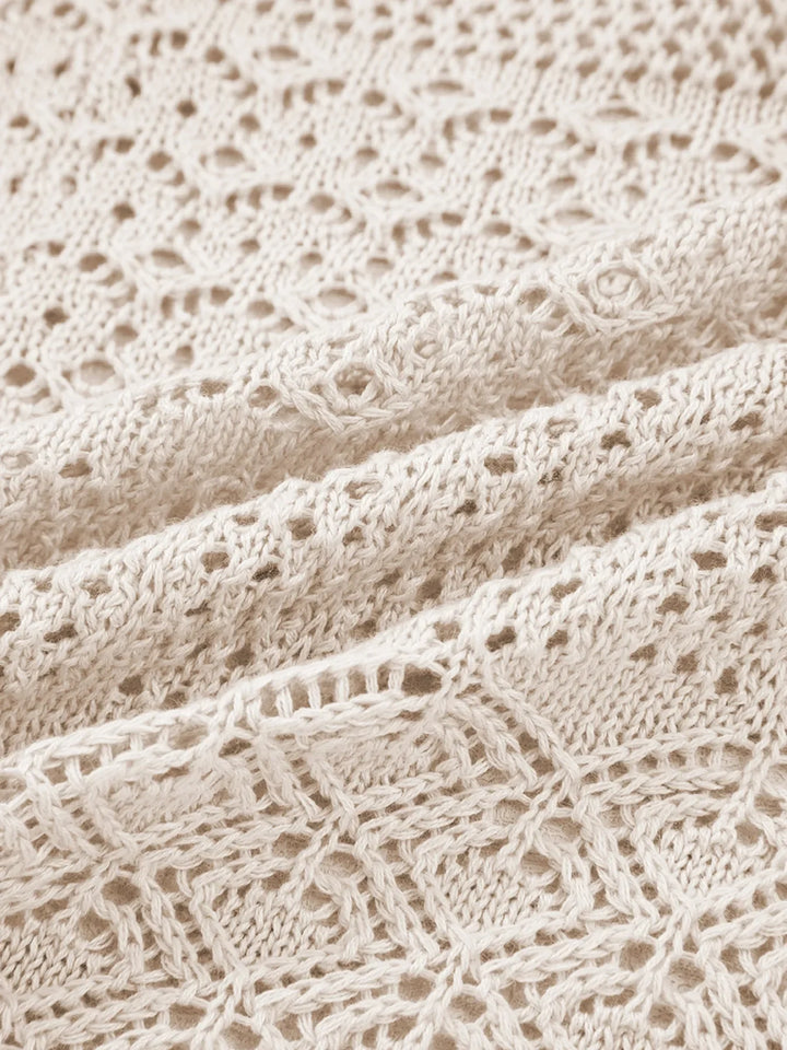 Hollowed Knit Open Front Cardigan