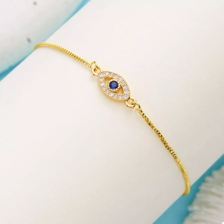 18K Gold-Plated Evil Eye Adjustable Bracelet