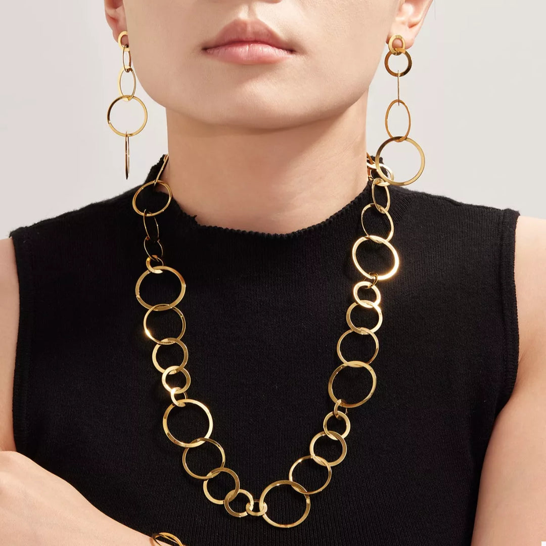 18K Gold-Plated Chain Link Statement Necklace