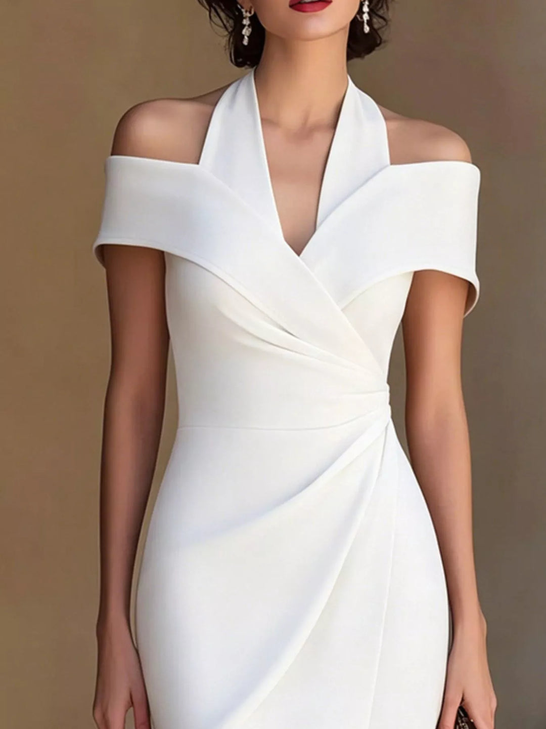 Cold Shoulder Halter Neck Midi Dress