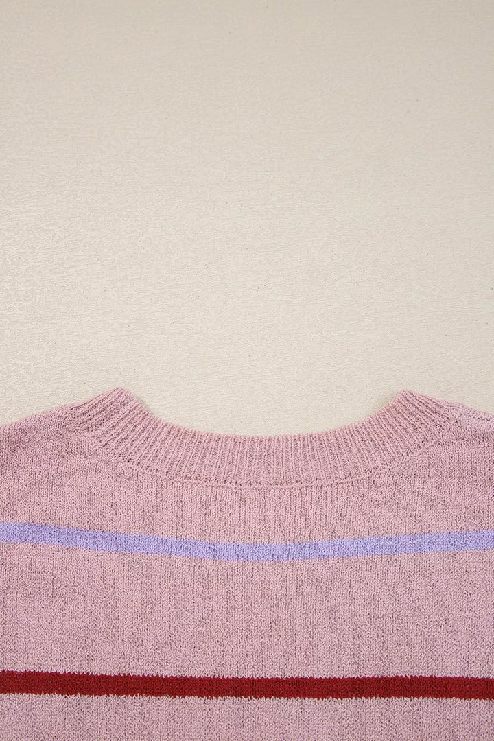 Striped Drop Shoulder Long Sleeve Sweater