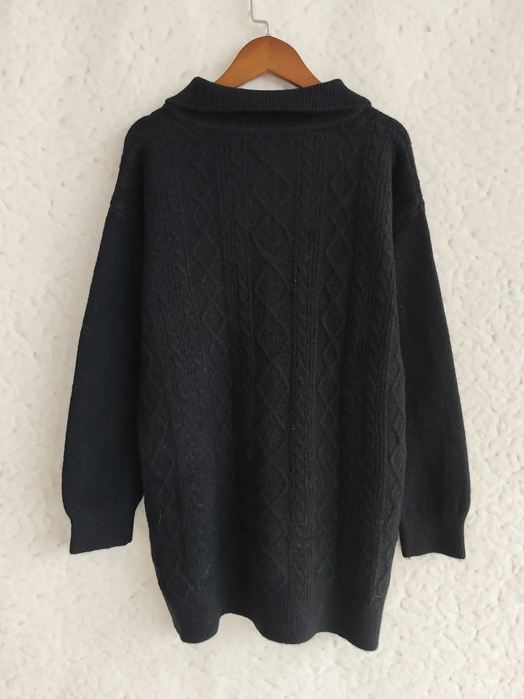 Texture Zip Collar Long Sleeve Sweater