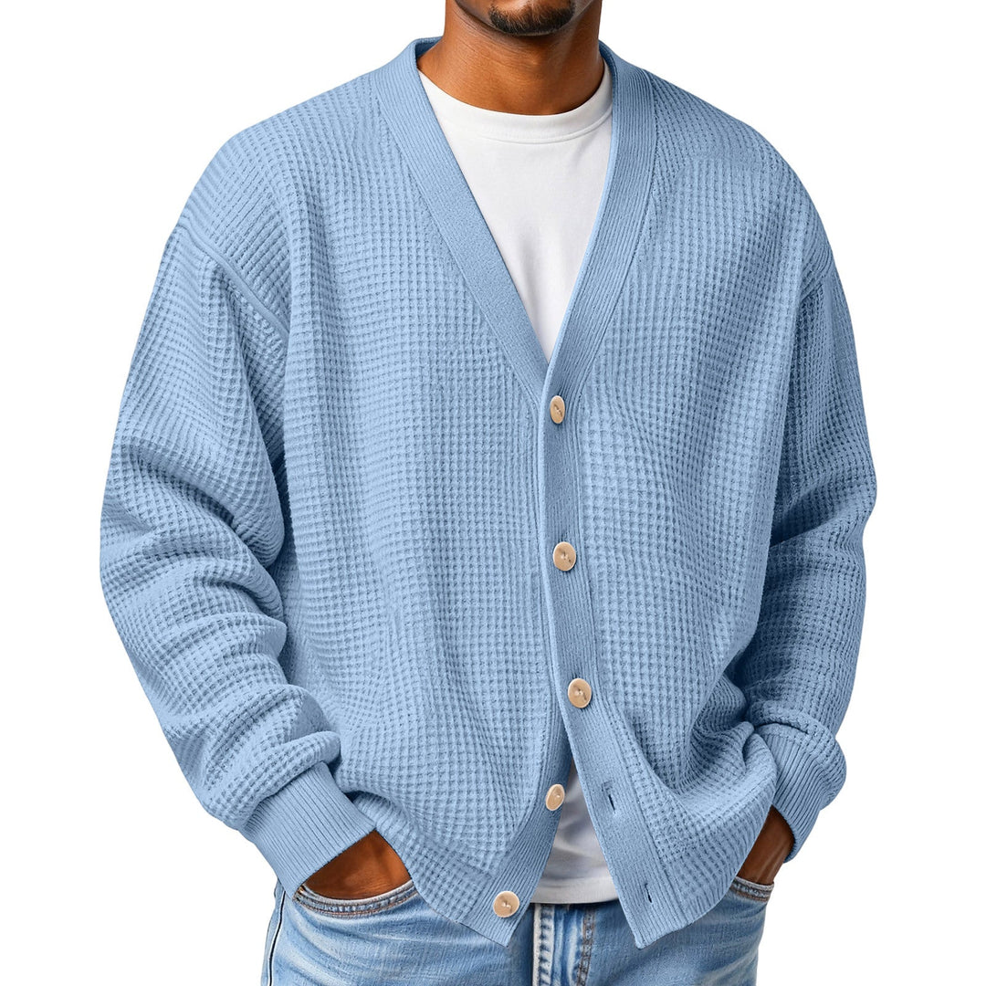 Mens Casual Loose-fit Long-sleeve Knitted Cardigan