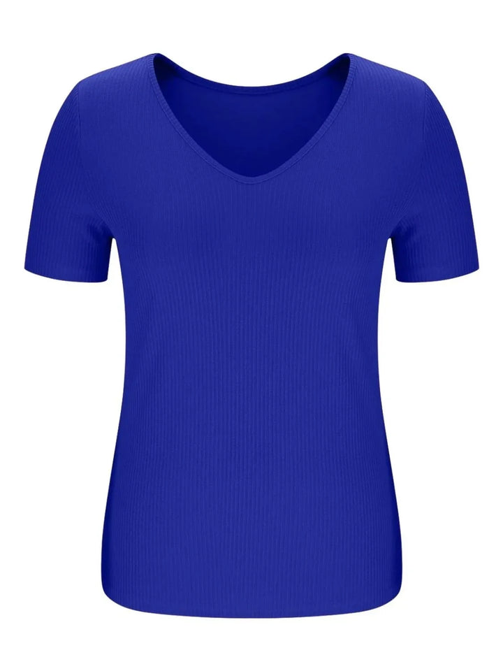 Solid V-Neck Short Sleeve T-Shirt