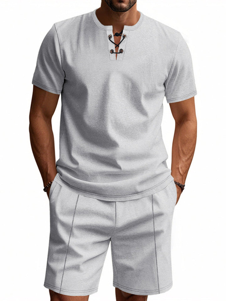 Men's Full Size Casual Short Sleeve Top & Shorts Set Plus Size