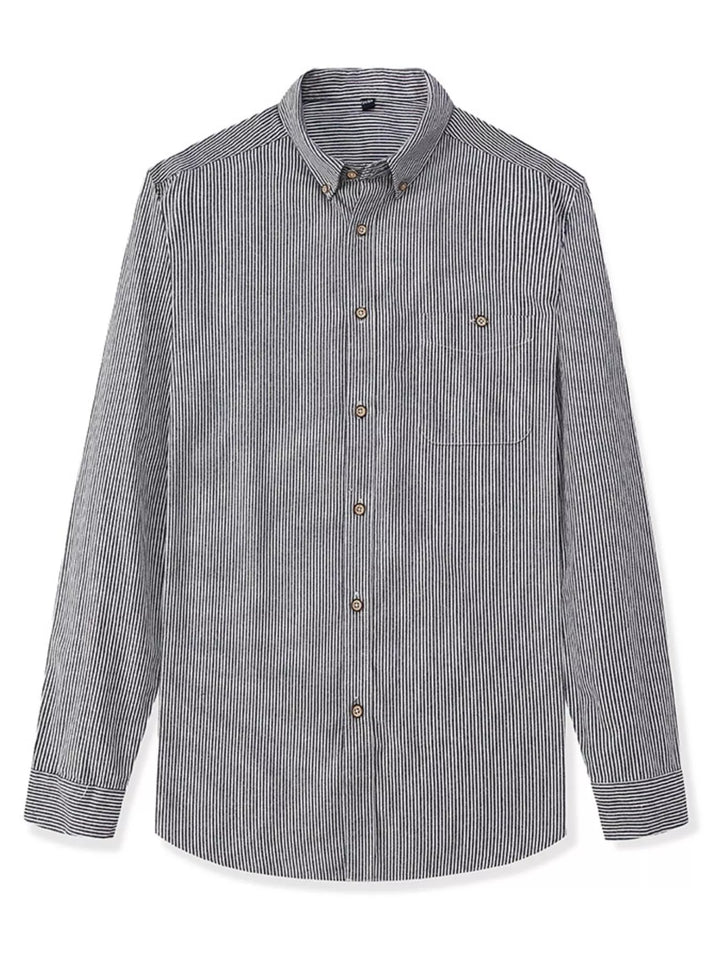 Men's Full Size Casual Striped Corduroy Shirt Plus Size