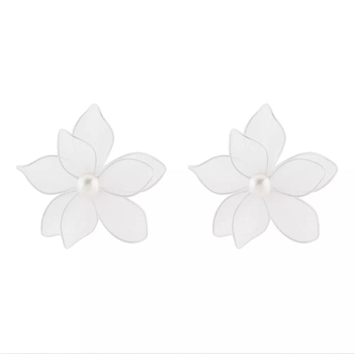 Flower Pearl Stud Earrings