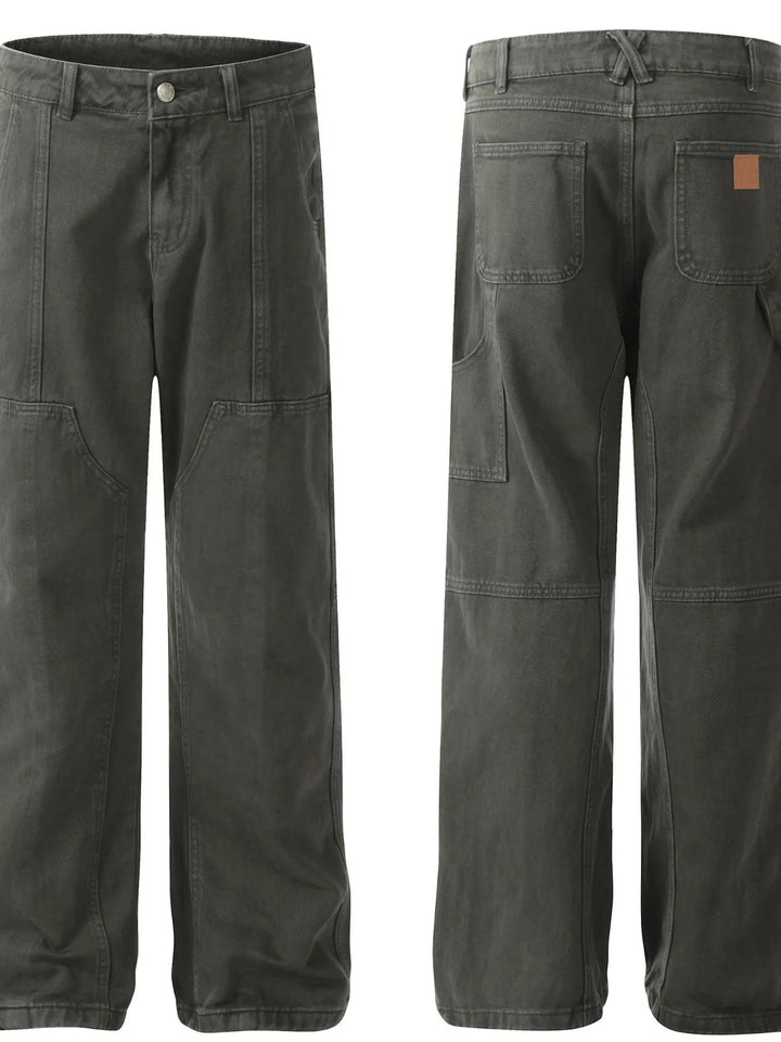 Men's Vintage Washed Wide Leg Cargo Jeans