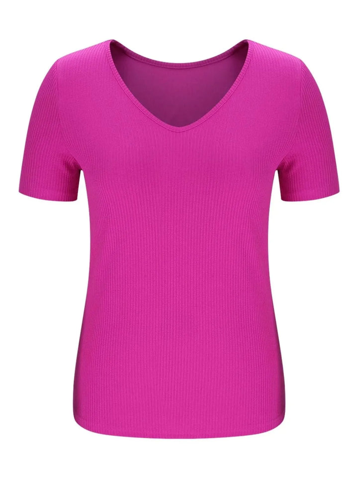 Solid V-Neck Short Sleeve T-Shirt