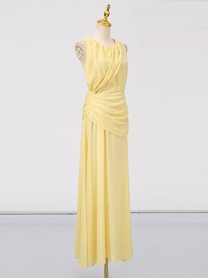 Sleeveless Ruched High-Slit Maxi Dress