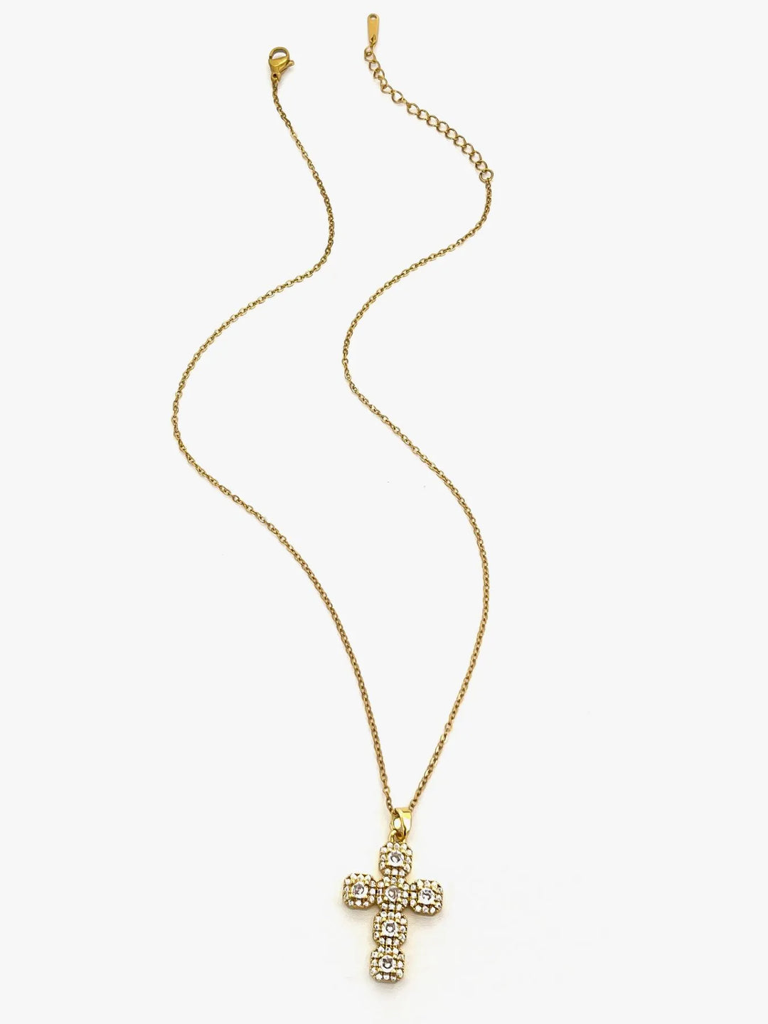 Stainless Steel Inlaid Zircon Cross Necklace