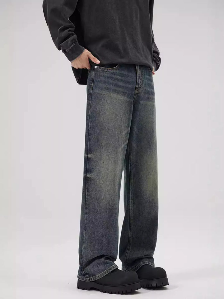 Men's Full Size Vintage Wash Relaxed Fit Jeans Plus Size