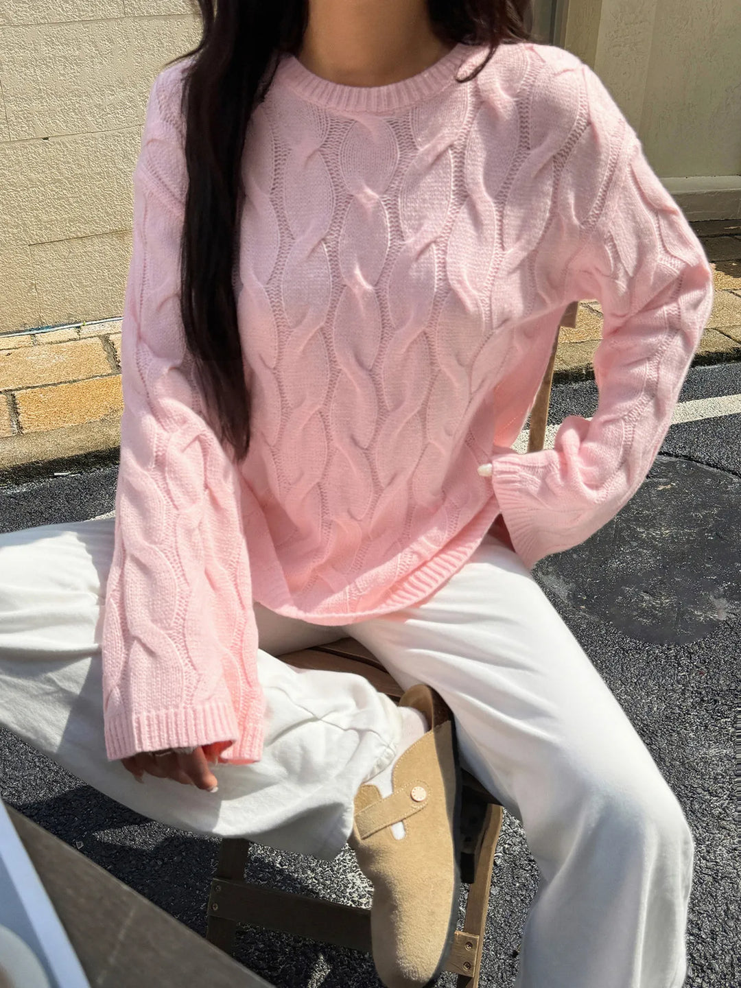 Cable Knit Long Sleeve Sweater