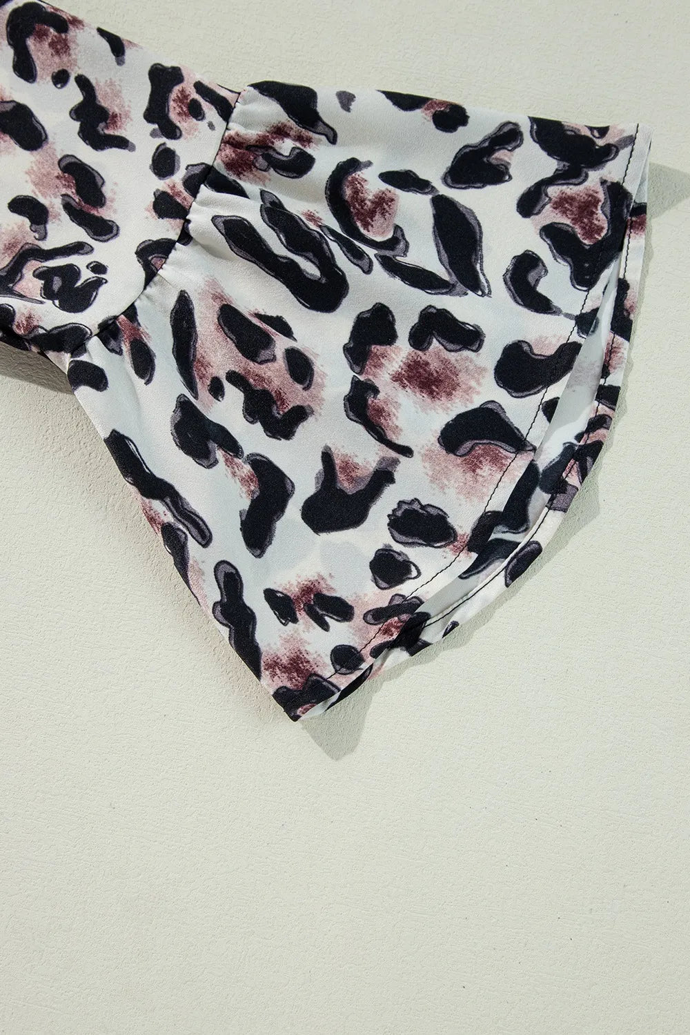 Leopard Print Buttoned Front 3/4 Sleeve Tiered Ruffled Hem Dress