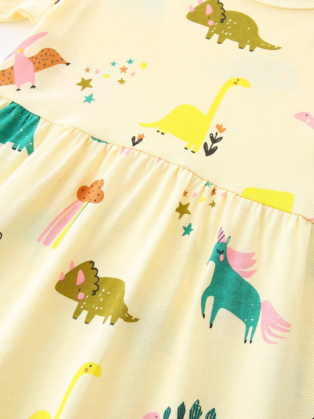 Children's Cartoon Dinosaur Print Casual Dress