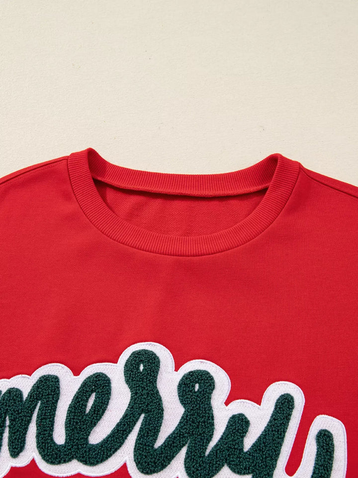 Merry Script Holiday Christmas Graphic Sweatshirt