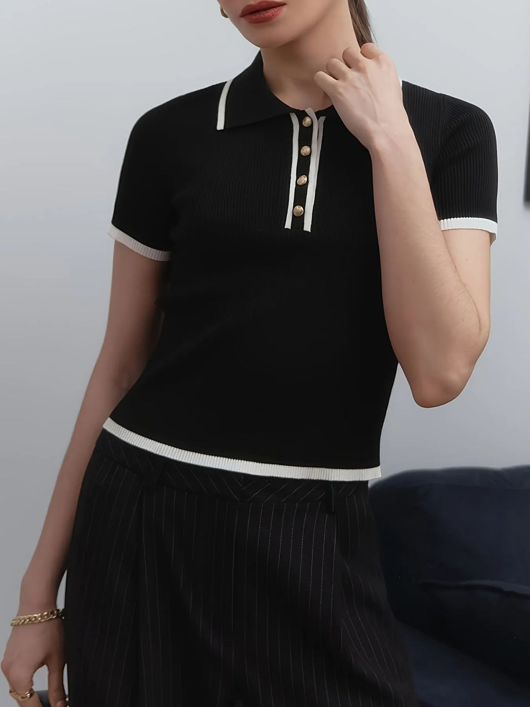 Contrast Trim Button Detail Polo