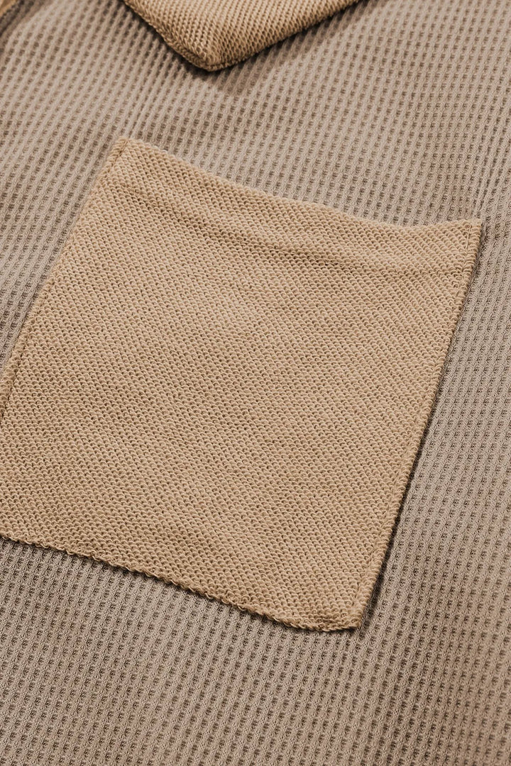 Waffle Knit Button Front Dress