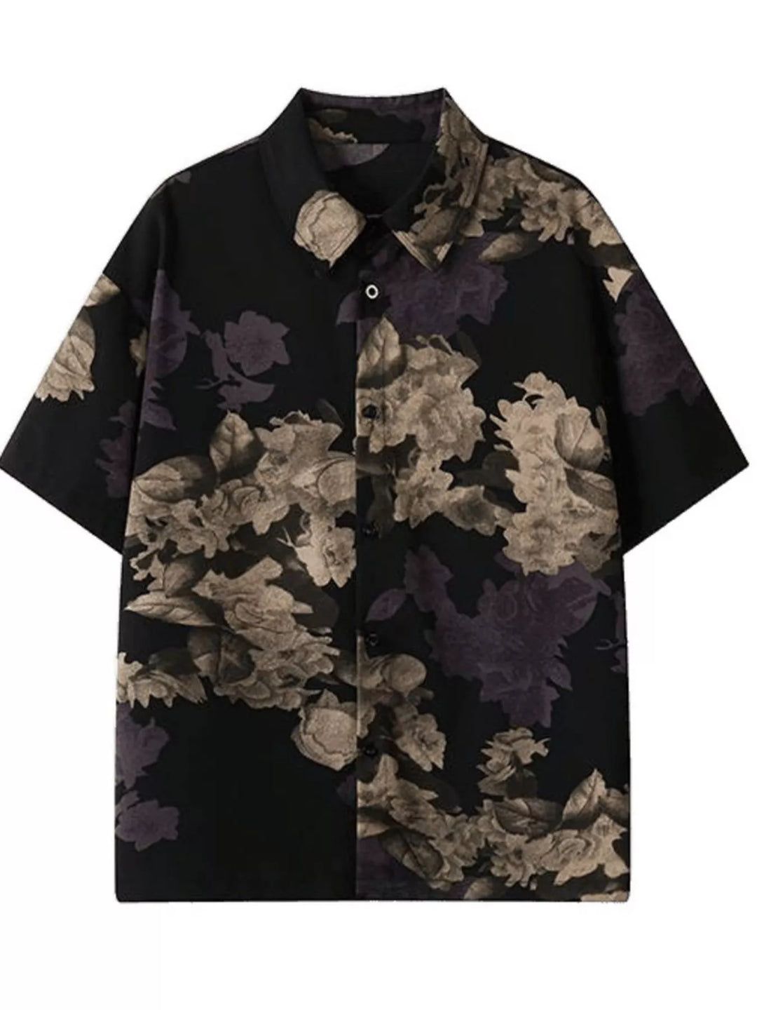 Men's Plus Size Printed Button Up Short Sleeve Shirt